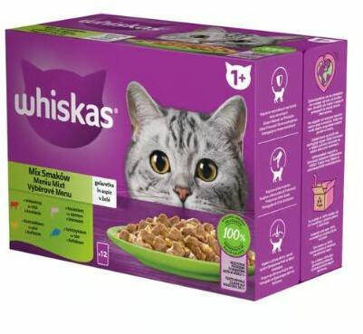 Whiskas Vegyes Menű - alutasakos (tonhal,lazac,csitke,marha) aszpikban - macskák részére (12x85g)