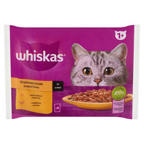 Whiskas Adult "Baromfi Lakomák" - Alutasakos (csirke,pulyka) aszpikban - macskák részére (4x85g)