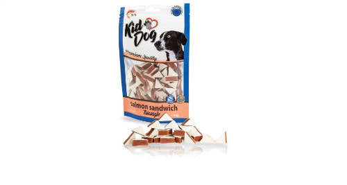 KIDDOG A04709 Lazac-tőkehal szendvics, háromszögű 80g