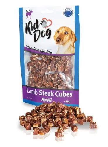 KidDog Mini Lamb Steak Cubes - jutalomfalat (bárány) kutyák részére (80g)