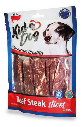 KidDog Beef Steak slices - jutalomfalat (marhahús) kutyák részére (250g)