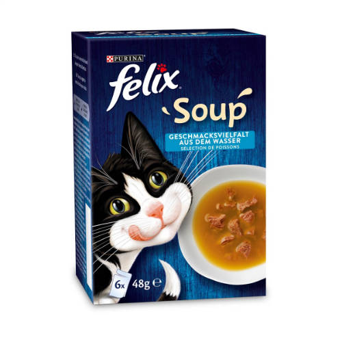 Felix Soup Házias válogatás (tőkehal,lepényhal,tonhal) szószban macskák részére (6x48g)