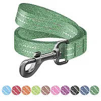 WAUDOG Re-cotton, Reflective Dog Leash (M) - póráz, újrahasznosított pamutból (zöld, fényvisszaverő csíkkal) kutyák részére (20mm/150cm)