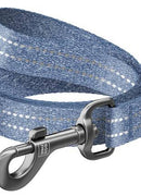 WAUDOG Re-cotton, Reflective Dog Leash (XXL) - póráz, újrahasznosított pamutból (kék, fényvisszaverő csíkkal) kutyák részére (25mm/150cm)