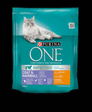 Purina ONE Coat&Hairball Bifensis (csirke,gabona) száraztáp lakásban tartott macskák részére (800g)