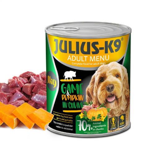 Julius-K9 konzerv Adult - nedveseledel (vaddal,sütőtökkel) felnőtt kutyák részére (800g)