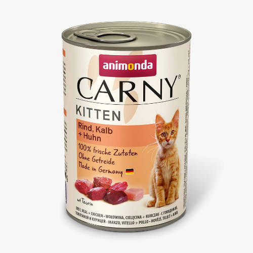 Animonda Carny Kitten Kalb,Huhn, Pute - konzerv (borjú,csirke,pulyka) kölyök macskák részére (400g)