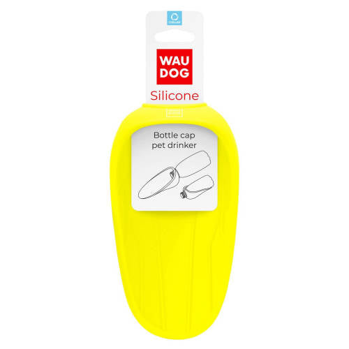 WAUDOG Silicone Bottle cup pet drinker - itató tál PET palackra (sárga) kutyák részére 16,5x9cm
