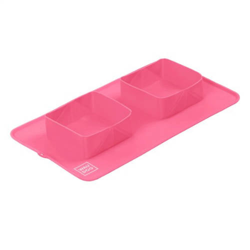 WAUDOG Silicone Bowl Set - dupla, összecsukható, szilikon tál (pink) utazáshoz, sétához kutyák részére (38,5x23x5cm)