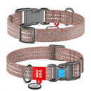 WAUDOG Re-cotton, Reflective Dog collar (M) - nyakörv, újrahasznosított pamutból (QR kódos, fényvisszaverő csíkkal, barna) kutyák részére (24-40cm/20mm)