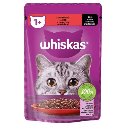 Whiskas Adult Marhával - mártásban - alutasakos (marha) felnőtt macskák részére (85g) 28db/#