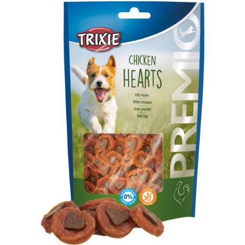 Trixie PREMIO Chicken Hearts - jutalomfalat  (csirke, csirkemáj) kutyák részére (100g)
