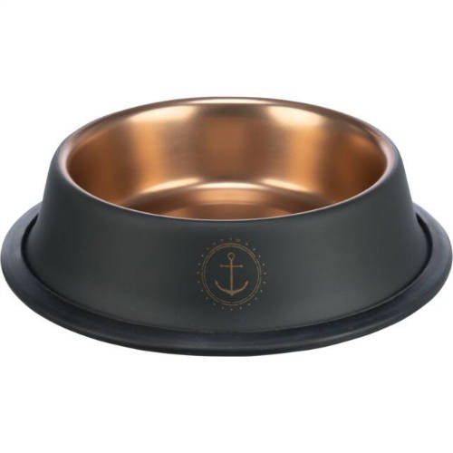Trixie BE NORDIC Ceramic Bowl - gumi/acél tál (fekete/bronz) kutyák részére (0,45l /Ø19cm)
