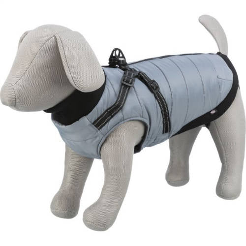 Trixie Coat Pontis with Harness - kabát hámmal (szürke, vízlepergető) kutyák részére (XS) 27cm