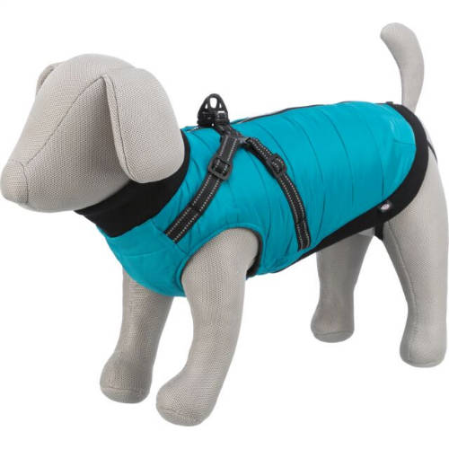 Trixie Coat Pontis with Harness - kabát hámmal (aquakék, vízlepergető) kutyák részére (S) 40cm
