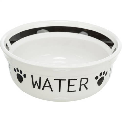 Trixie Replacement ceramic bowl "Water" - csere kerámia tál (fehér,fekete, WATER felirattal) 24640-es szetthez ( Ø13cm/0,25l)