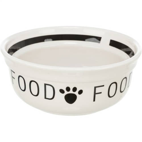 Trixie Replacement ceramic bowl "Food" - csere kerámia tál (fehér,fekete, FOOD felirattal) 24641-es szetthez ( Ø15cm)