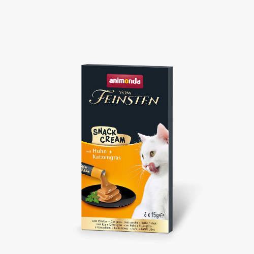 Animonda Feinsten with Chicken + Cat grass Snack-Cream - kiegészítő eleség (csirke+macskafű) Felnőtt macskák részére (6x15g)