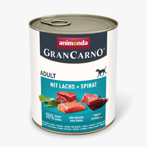 Animonda GranCarno salmon + spinach Adult (lazac, spenót) konzerv - Felnőtt kutyák részére (800g)