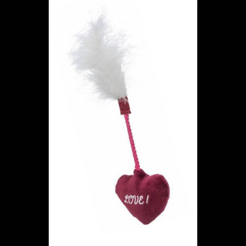 Trixie Valentine's heart with feather - játék (plüss szív)  macskák részére (7cm/25cm)