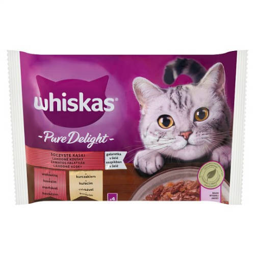 Whiskas Pure Delight "Zamatos Falatkák" aszpikban - alutasakos (marha,csirke) macskák részére (4x85g)