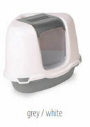 Plana ELLA Corner Litter Tray - Fedeles, sarok macska WC (szürke/fehér) 55x42,5x42cm