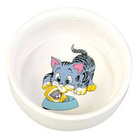 Trixie Ceramic Bowl - kerámia tál (fehér, mintás) macskák részére (0,3l /Ø11cm)