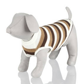 Trixie Hamilton Pullover - pulóver (barna,fehér csíkokkal) kutyák részére (XS) 25cm (kifutó termék)