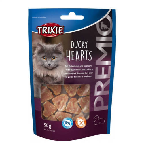 Trixie Premio Ducky Hearts - jutalomfalat (kacsa) macskák részére (50g)