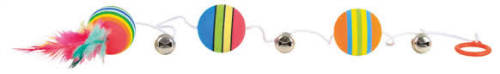 Trixie Rainbow Balls on an Elastic Band - függeszthető játék (szivárvány labdák) macskák részére (Ø3.5cm/80cm)