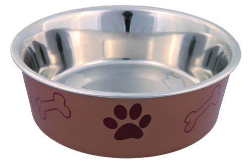 Trixie Stainless Steel Bowl - fémtál műanyag borítással (mintás, többféle színben) kutyák részére (0,45l/Ø14cm)