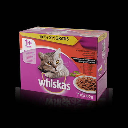 Whiskas Klasszikus válogatás mártásban - allutasakos (marha,csirke,bárány,pulyka) macskák részére (12x100g)