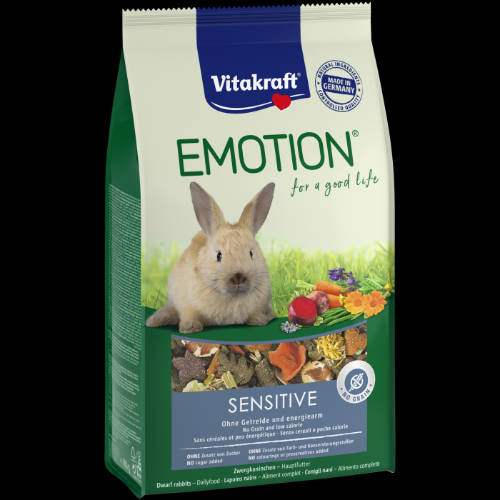 Vitakraft EMOTION Sensitive Rabbit - Teljesértékű eledel (könnyen emészthető) nyulak részére (600g)