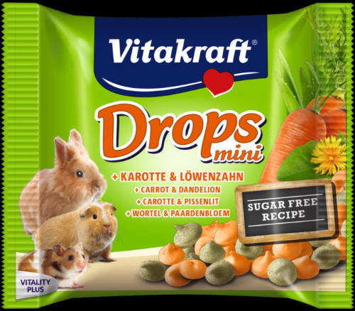 Vitakraft Drops Mini (sárgarépa,pitypang) - jutalomfalat rágcsálóknak (40g)