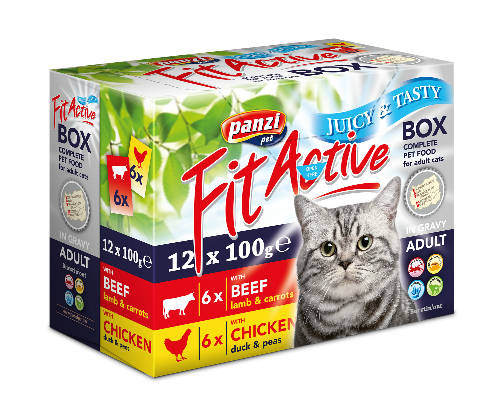 FitaActive Cat FitaBox - nedves eledel (marha,csirke,pulyka,borjú) válogatás szószban macskák részére (12x100g)