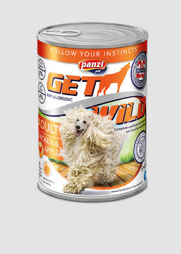 Panzi Getwild Adult (csirke,alma) konzerv - Felnőtt kutyák részére (415g)