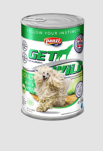 Panzi Getwild Adult (Marha,alma) konzerv - Felnőtt kutyák részére (1240g)