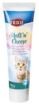 Trixie Malt'n' cheese Anti-Hairball Paste  - kiegészítő eleség (szőroldó) malátás,sajtos paszta macskák részére (100g)