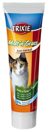 Trixie Malt'n' Grass Anti-Hairball Paste  - kiegészítő eleség (szőroldó) malátás,zöldfűves paszta macskák részére (100g)