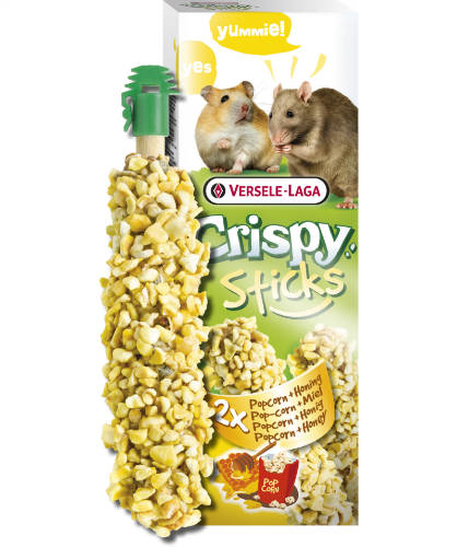 Versele-Laga Crispy Sticks Hamster, Rats Dupla rúd (popcorn,méz) - kiegészítő eleség hörcsögök és nyulak részére (100g)