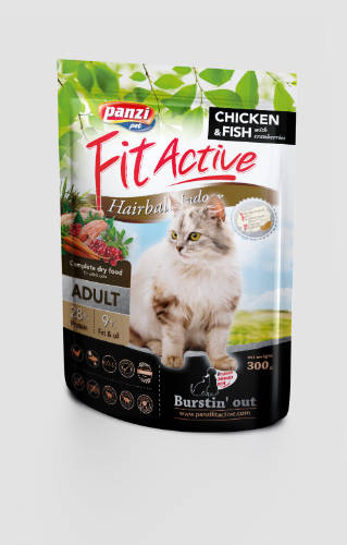 Panzi FitActive Cat Hairball Adult (baromfi,hal) száraztáp - Felnőtt macskák részére (300g)