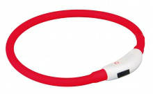 Vílágitós nyakpánt USB, S-M: 40cm/8mm, piros