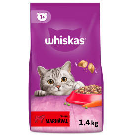 Whiskas Adult Beef +1 - Szárazeledel (marhahússal) felnőtt macskák részére (1,4kg)