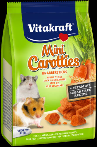 Vitakraft Mini Carotties (sárgarépa) - kiegészítő eleség kistestű rágcsálóknak (50g)