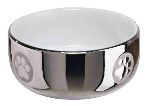 Trixie Ceramic Bowl - kerámia tál (ezüst,fehér) kutyák részére (Ø 0,3l/11cm)