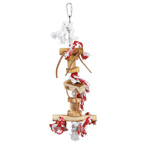 Trixie Wooden Toy on Rope - Fajáték kötéllel nagypapagájok részére (35cm)