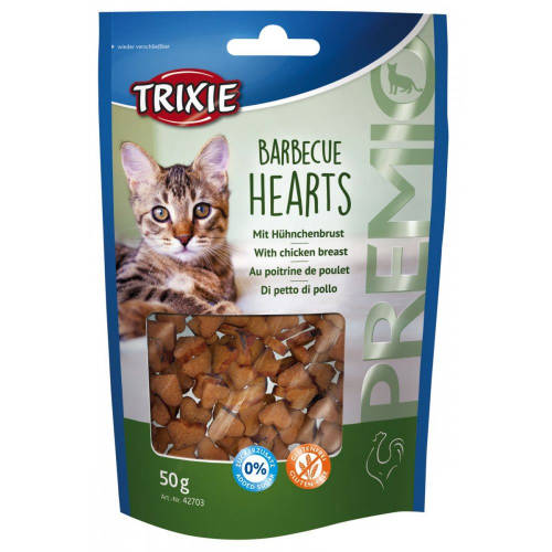 Trixie Premio Barbecue Hearts - jutalomfalat (csirkemell) macskák részére (50g)