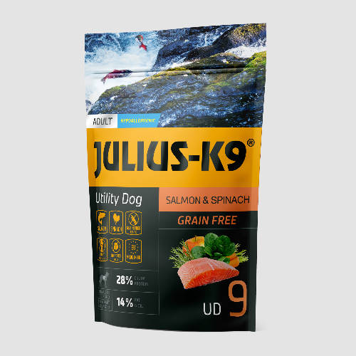 Julius K-9 Utility Dog Hypoallergenic Salmon,spinach Adult (lazac,spenót) száraztáp - Felnőtt kutyák részére (340g)