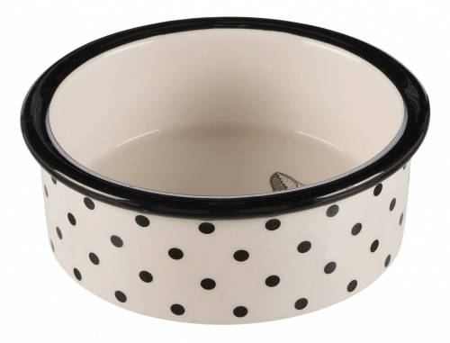 Trixie Ceramic Bowl - kerámiatál (macska minta, fehér/fekete) macskák részére (0,3l/Ø12cm)