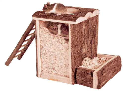 Trixie Play and Burrow Tower - odú (natur fából) egerek és törpe hörcsögök részére (20x20x16cm)